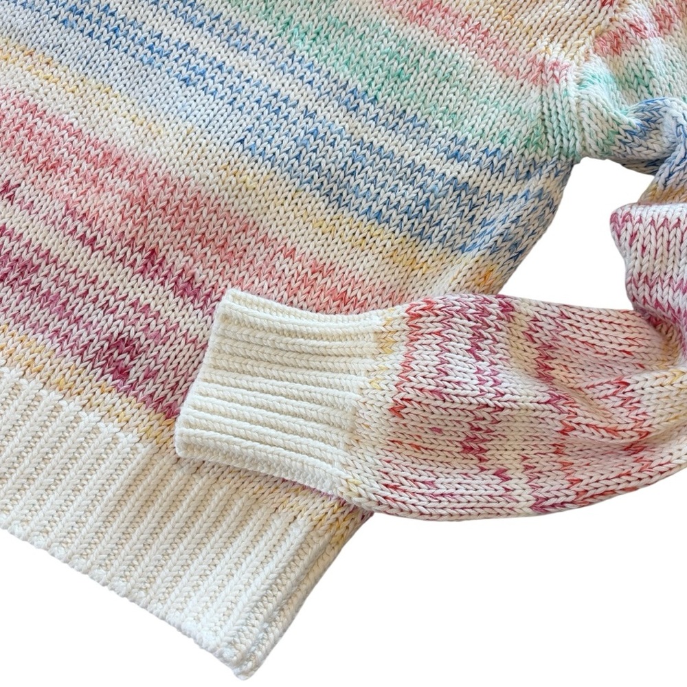 White + Warren Rainbow Crewneck Cotton Linen Sweater Small EUC - Picture 5 of 7